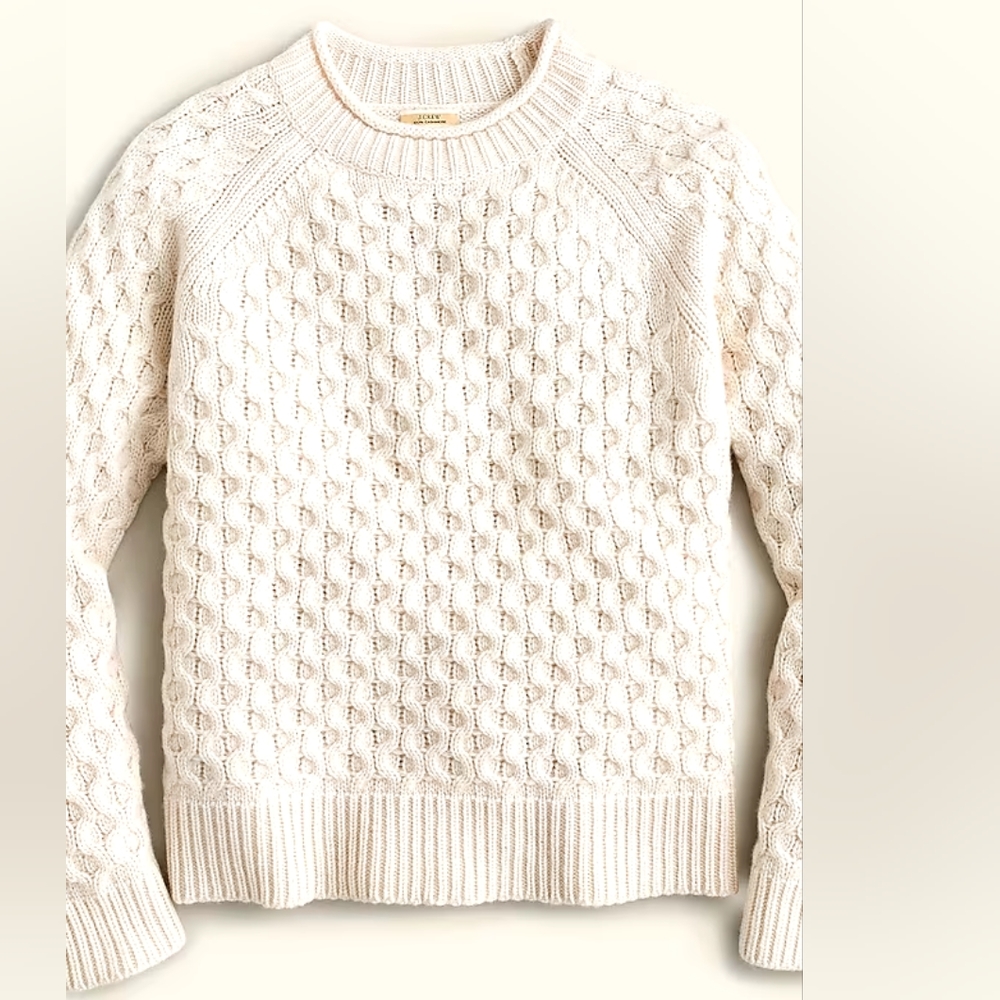 J Crew 100% Cashmere Honeycomb Roll Neck Sweater